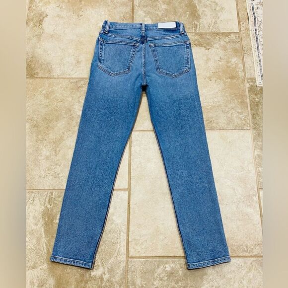 RE/DONE Stretch High Rise Straight Leg Jeans 27x28 Mid 90s Wash USA - Picture 14 of 14